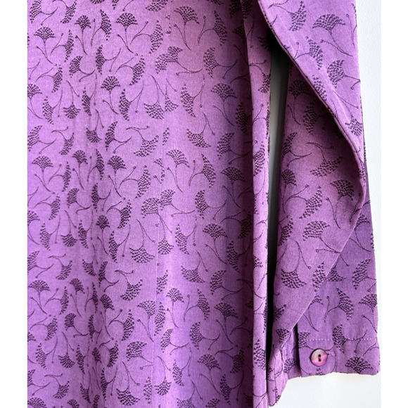 LL BEAN Floral Button Front Maxi Midi Dress Long Sleeve Purple Viscose Blend 12 - Picture 8 of 15